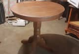 Oak round table and two chairs