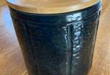 Stoneware canister w/ bamboo lid, black