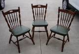 set of 3 colonial green chairs