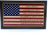 Framed Wood American Flag w/ Pledge