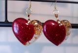 Hand made resin heart earrings.