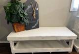 white chalk painted/ distressed bench