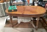 very old solid PECAN table, also has ex