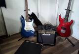 Guitars, amp and 2 stands