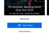 Tim McGraw tickets- 4/26