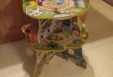 Round wood 2 story train table & trains