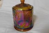 Vintage Carnival Glass Jar & Lid