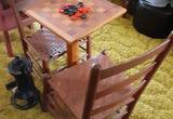 checker table-2 antique chairs