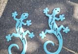 (2) Metal painted Gecko wall decor!