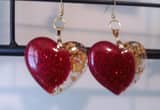 Hand made resin heart earrings.