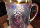 Amber carnival glass pitcher