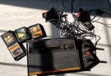 old vintage Atari system with games