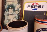 Pepsi Sign, Crock Churn, Vintage stuff