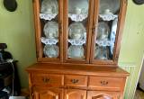 rock solid maple hutch with china
