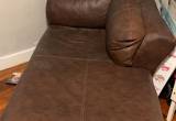 suede couch and leather chaise lounge