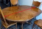 Oak dining table and 6 chairs